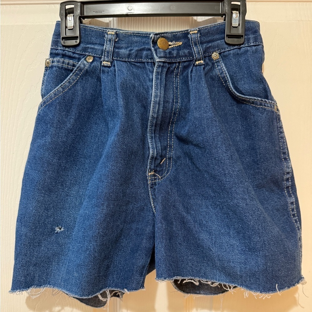Vintage Chic Denim Blue Women's Cut Off Shorts 22 inch waist festival boho